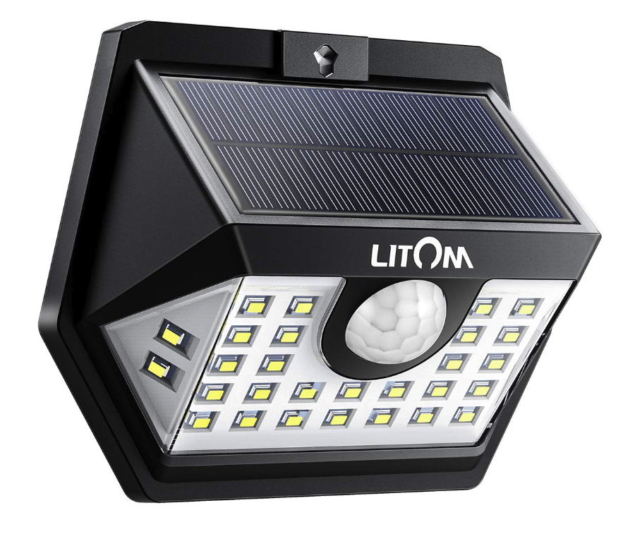 LITOM Solar Lights Outdoor Walkway-2 Pack Yard Three Working Modes for Front Door Porch Shed 40 LED Wireless Wide Angle Motion Sensor Light IP65 Waterproof Security Solar Light Deck Garage