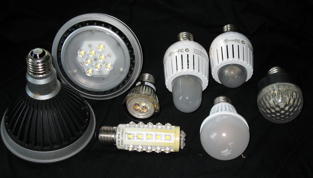 Different LED bulb shapes. Source - wikipedia.org